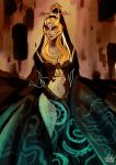  dark_skin ella_kurki hair_ornament long_hair midna neon_trim orange_hair red_eyes smile solo spoilers the_legend_of_zelda twilight_princess 