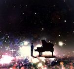  colorful grand_piano harada_miyuki ikari_shinji instrument neon_genesis_evangelion piano rebuild_of_evangelion sky solo standing star star_(sky) starry_sky 