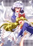  blush bow closed_eyes dress eyes_closed friends frills harukahime highres laughing letty_whiterock lily_white long_hair multiple_girls scarf short_hair touhou zan_(harukahime) 