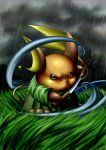  cafe_(chuu_no_ouchi) grass katana no_humans pokemon pokemon_(creature) raichu rain samurai sword weapon 