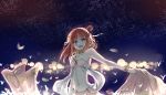 :d bare_shoulders dress jewelry light long_hair looking_at_viewer magi_the_labyrinth_of_magic midriff morgiana necklace night night_sky open_mouth red_eyes red_hair redhead side_ponytail sky smile solo wristband xuehua 