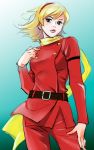  1girl blonde_hair cyborg_009 francoise_arnoul gradient gradient_background lips monden_akiko rough scarf solo uniform 