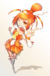  boots bowtie brooch cfm choker colored_eyelashes crossed_legs_(standing) cure_sunny dress grin hair_bun hino_akane jewelry magical_girl orange_(color) orange_dress orange_eyes orange_hair precure short_hair skirt smile smile_precure! solo thigh-highs thigh_boots thighhighs v white_background white_legwear wink 
