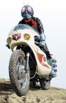  boots cyclone_(kamen_rider) dias-tajima highres kamen_rider kamen_rider_1 male mask motor_vehicle motorcycle scarf solo vehicle 