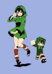  creeparka creeper looking_at_viewer minecraft personification short_hair simple_background smile v yokohachi 
