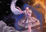  absurdres blue_eyes blue_hair darwinwu dress feathers hatsune_miku highres solo tears twintails vocaloid wings 