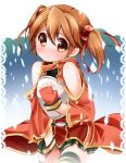  bare_shoulders breastplate brown_hair fingerless_gloves gloves red_eyes s-ram short_hair short_twintails silica solo sword_art_online thigh-highs thighhighs twintails 