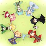  6+girls animal_ears asuna_(sao) asuna_(sao-alo) cat_ears chibi circle dragon everyone from_above grass hand_holding holding_hands kirito kirito_(sao-alo) klein leafa lisbeth lisbeth_(sao-alo) lying minigirl multiple_boys multiple_girls pina_(sao) pointy_ears shinon_(sao) shinon_(sao-alo) silica silica_(sao-alo) sword_art_online tail ura_(ura-tennislove) yui_(sao) yui_(sao-alo) 