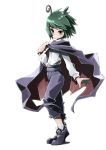  antennae cape d@i green_eyes green_hair long_sleeves looking_at_viewer pants shirt shoes short_hair simple_background socks solo standing touhou transparent_background uneven_eyes white_background white_legwear wriggle_nightbug 