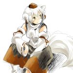  animal_ears blush inubashiri_momiji short_hair simple_background smile solo tail touhou white_background yudepii 