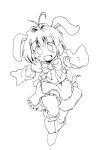  animal_ears blush bunny_ears gloves lineart mimimi_(ukagaka) monochrome open_mouth rabbit_ears smile solo ukagaka yudepii 
