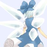  blue_background blue_hair bow cirno hair_bow ice ice_wings short_hair simple_background solo touhou wings yudepii 