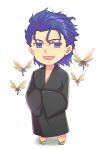  blue_eyes blue_hair chibi crest_worm fate/stay_night fate_(series) insect japanese_clothes kimono matou_zouken moka08 solo young 