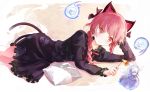  &gt;_&lt; animal_ears arctic arms_up black_dress blue_fire blush braid cat_ears cat_tail dress fairy_wings fire floating_skull hair_ribbon halo hands_on_head head_rest juliet_sleeves kaenbyou_rin long_hair long_sleeves lying minigirl multiple_girls on_side pillow puffy_sleeves red_eyes red_hair redhead ribbon shirt silver_hair skirt skirt_set smile tail touhou twin_braids wide_sleeves wings zombie_fairy 