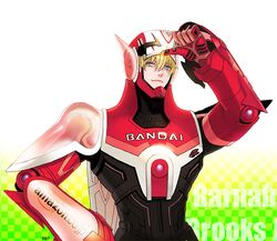  barnaby_brooks_jr blonde_hair character_name flzl green_eyes power_armor power_suit solo superhero tiger_&amp;_bunny 