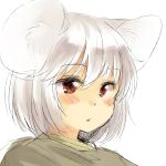  animal_ears blush bust face mouse_ears nazrin red_eyes short_hair silver_hair simple_background solo touhou white_background yudepii 