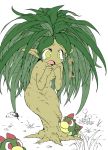  caterpillar dryad dryad_(seiken_densetsu) green_eyes mandragora open_mouth partially_colored plant plant_girl seiken_densetsu solo tears yudepii yuderupii 