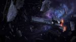 damaged debris engine ginga_eiyuu_densetsu imperial_cruiser insignia jimhatama nebula no_humans science_fiction space space_craft star 