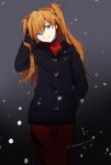  blue_eyes brown_hair coat evangelion:_3.0_you_can_(not)_redo gloves hand_in_pocket long_hair looking_at_viewer neon_genesis_evangelion rebuild_of_evangelion smile snow solo soryu_asuka_langley souryuu_asuka_langley toggles ume_(plumblossom) 