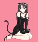  animal_ears blush boribeya cat_ears collar dress elbow_gloves fate/stay_night fate_(series) gloves high_heels lowres open_shoes shoes solo tail tohsaka_rin toosaka_rin 
