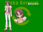  glasses jeans pink_hair rinko rinko_jerrard sandals tagme the_law_of_ueki 