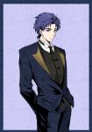  1boy blue_eyes blue_hair formal jojo_no_kimyou_na_bouken jonathan_joestar necktie skipwater solo suit 