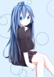  blue_eyes blue_hair flat_chest fujiwara_gacho long_hair looking_at_viewer original skirt smile solo sui_(fujiwara_gacho) very_long_hair 