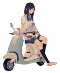  black_eyes black_hair black_legwear cat cat_on_lap converse dress_shirt hinata_(lipcream) kneehighs long_hair motor_vehicle original resized revision school_uniform scooter shirt shoes sitting skirt sneakers solo vehicle vespa 