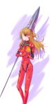  bandage bandages blue_eyes brown_hair evangelion:_3.0_you_can_(not)_redo eyepatch hair_ornament highres lance_of_longinus long_hair neon_genesis_evangelion plugsuit polearm rebuild_of_evangelion shibatoya shikinami_asuka_langley solo soryu_asuka_langley souryuu_asuka_langley spear weapon 