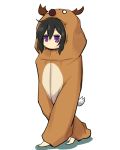  amano_(els573) animal_costume black_hair note-chan original purple_eyes reindeer_costume simple_background solo violet_eyes white_background 