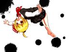  ahoge barefoot blonde_hair brown_eyes feet looking_at_viewer outstretched_arms rumia short_hair skirt solo taiyou89 touhou 