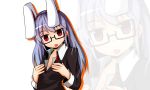  :p animal_ears bespectacled black-framed_glasses blazer bunny_ears glasses lavender_hair long_hair looking_at_viewer rabbit_ears red_eyes reisen_udongein_inaba semi-rimless_glasses solo taiyou89 tongue touhou under-rim_glasses zoom_layer 