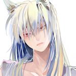  animal_ears fox_ears funpjinju long_hair looking_at_viewer lowres male silver_hair solo white_background youko_kurama yuu_yuu_hakusho 