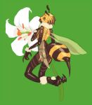  antennae bee_girl claws extra_arms flower insect_girl insect_wings lily_(flower) monster_girl no_pupils nude original simple_background solo stinger thomas_(iron_tom) wings 