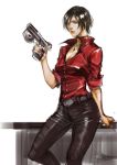  black_hair cross gun jewelry narrator_(nobody) necklace resident_evil resident_evil_6 short_hair solo weapon 