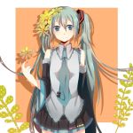  detached_sleeves etoranze flower hair_flower hair_ornament hatsune_miku long_hair necktie skirt smile solo twintails very_long_hair vocaloid 