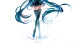  2012 aqua_hair ass boots dated from_behind hatsune_miku head_out_of_frame legs long_hair nishio10r nishio10ru puddle skirt solo splash splashing thigh-highs thigh_boots thigh_gap thighhighs twintails very_long_hair vocaloid 