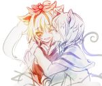  animal_ears capelet cercis hug mouse_ears mouse_tail multiple_girls nazrin open_mouth short_hair smile tail tiger_ears toramaru_shou touhou wink yuri 
