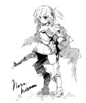  gun monochrome nana_huntsman nanaroku_(fortress76) original short_hair simple_background solo weapon white_background 