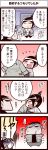  1girl 4koma :&lt; artist_self-insert bag black_hair blush closed_eyes coat comic eyes_closed fat inoue_jun&#039;ichi inoue_jun'ichi keuma open_mouth original ponytail real_life_insert scrunchie shirt smile translation_request yue_(chinese_wife_diary) 