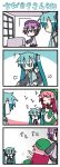  4koma blush chair chibi chibi_miku comic hatsune_miku minami_(colorful_palette) momone_momo petting silent_comic twintails utane_uta utau vocaloid waving 