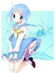  bad_id blue_eyes blue_hair blush dress frills miyoshino original school_uniform short_hair solo tears wind_lift 