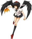  black_wings geta hat lowres pixel_art red_eyes shameimaru_aya short_hair skirt tengu-geta tokin_hat tome_(wolf) touhou wings 
