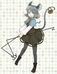 basket grey_hair jewelry kemuma mouse mouse_ears mouse_tail nazrin pantyhose pendant red_eyes short_hair solo tail tail_raised touhou