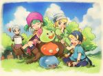  child dragon_quest dragon_quest_ix earrings fairy forest happy hat jewelry mitosa nature playing slime_(dragon_quest) smile 