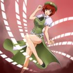  bad_apple!! beret blue_eyes brown_hair china_dress chinadress chinese_clothes cosplay hat hong_meiling hong_meiling_(cosplay) meiko short_hair smile solo touhou ts vocaloid 
