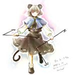  dowsing_rod grey_hair highres mouse_ears mouse_tail nazrin red_eyes short_hair simple_background socha solo tail touhou traditional_media 