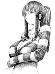  cleavage glasses kotoba monochrome nico_robin one_piece one_piece:_strong_world ponytail striped sweater_dress 