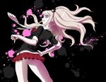  bow dangan_ronpa enoshima_junko grin long_hair meso3 nail_polish necktie pink_hair skirt sleeves_rolled_up smile solo spoilers thumbs_down twintails 