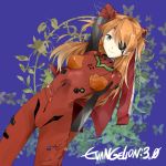  1girl bandage bandages blue_eyes bodysuit butterfly clothes_removed evangelion:_3.0_you_can_(not)_redo eyepatch leaf long_hair neon_genesis_evangelion orange_hair plugsuit rebuild_of_evangelion shikinami_asuka_langley solo soryu_asuka_langley souryuu_asuka_langley title_drop track_jacket vines 